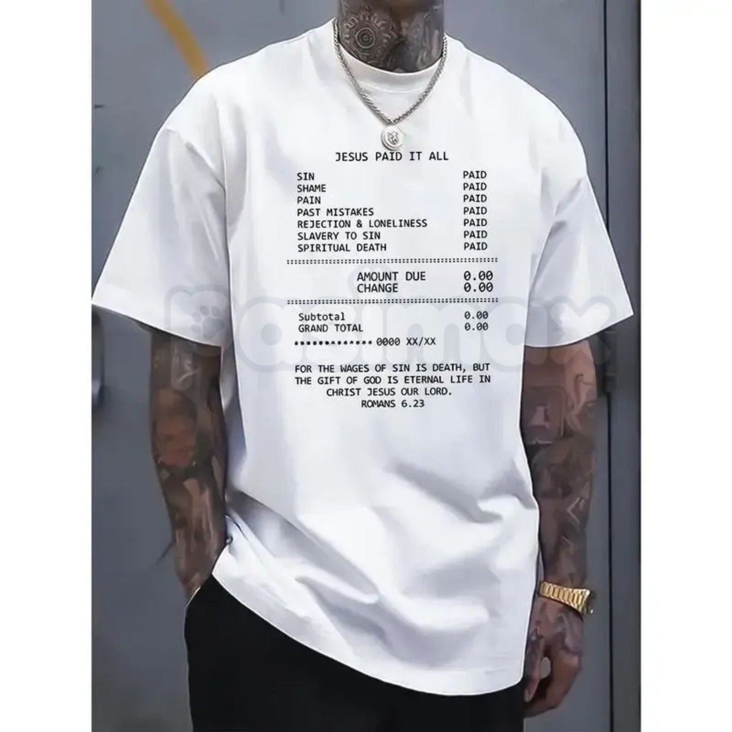 Minimalist "JESUS PAID IT ALL" Graphic Tee – Clean Aesthetic Christian Apparel, Premium 100% Cotton Faith-Based Top, Sleek Modern Gospel Message Shirt, Made in USA