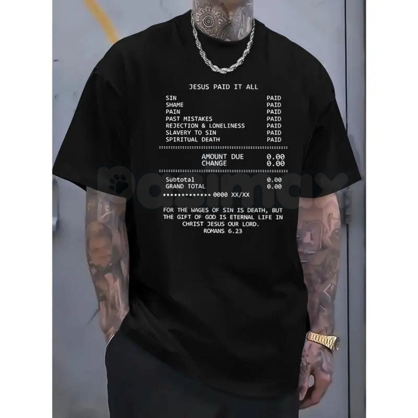 Minimalist "JESUS PAID IT ALL" Graphic Tee – Clean Aesthetic Christian Apparel, Premium 100% Cotton Faith-Based Top, Sleek Modern Gospel Message Shirt, Made in USA