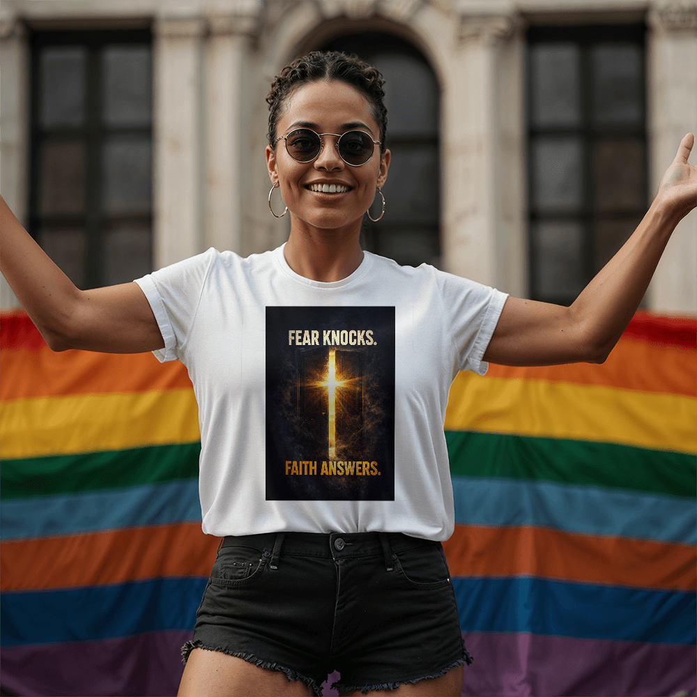 Fear Knocks Faith Answers Christian Shirt – Bold Faith Over Fear Apparel