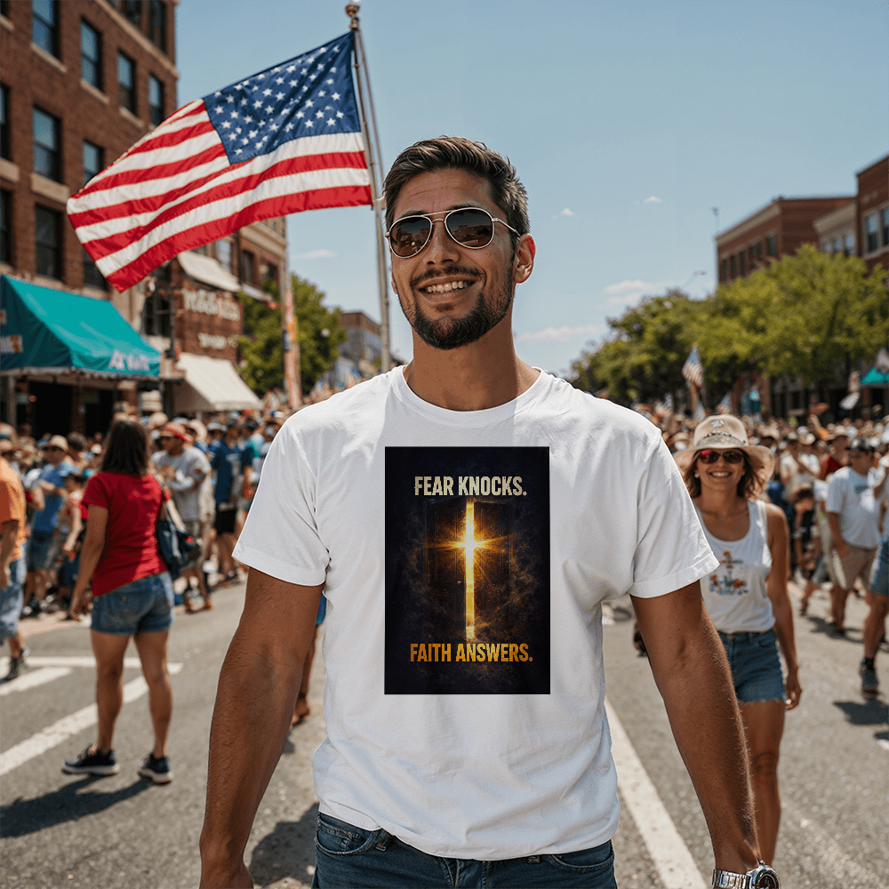 Fear Knocks Faith Answers Christian Shirt – Bold Faith Over Fear Apparel