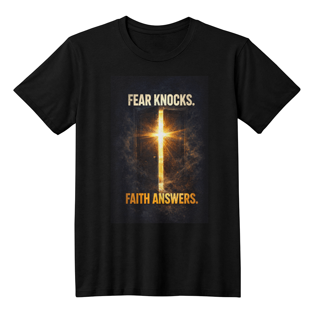 Fear Knocks Faith Answers Christian Shirt – Bold Faith Over Fear Apparel