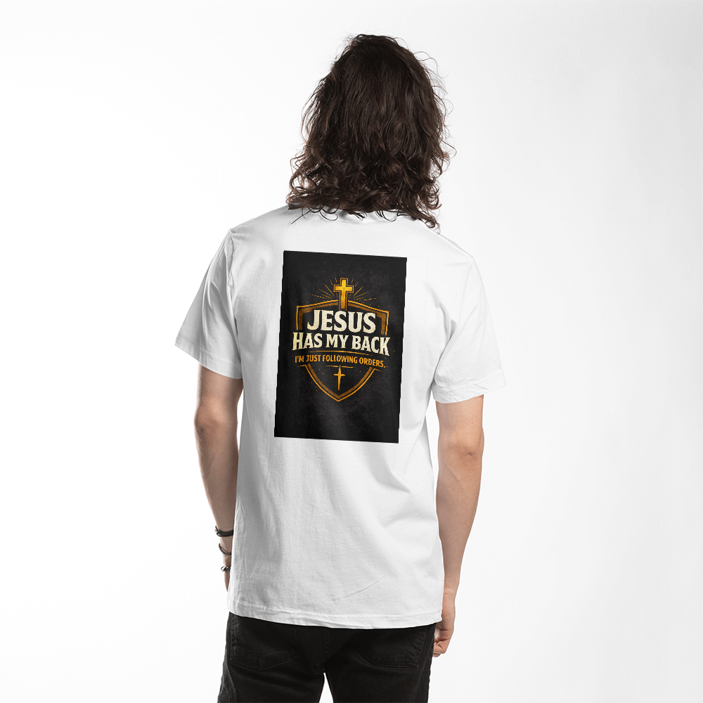 Funny Christian Shirt – Jesus Has My Back Faith Humor T-Shirt